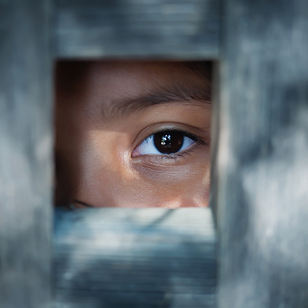 a child's eye from a cell